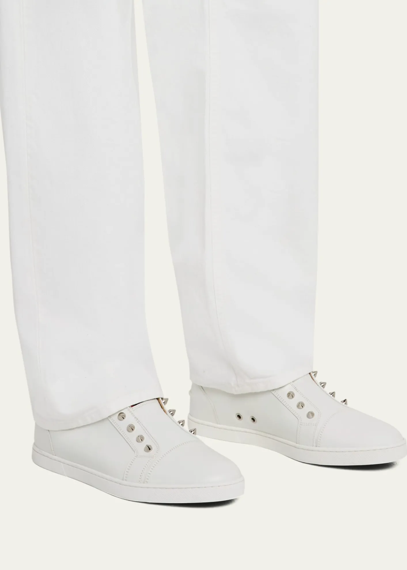 Christian LouboutinMen's F.A.V. Fique A Vontade Spiked Leather Slip-On Sneakers