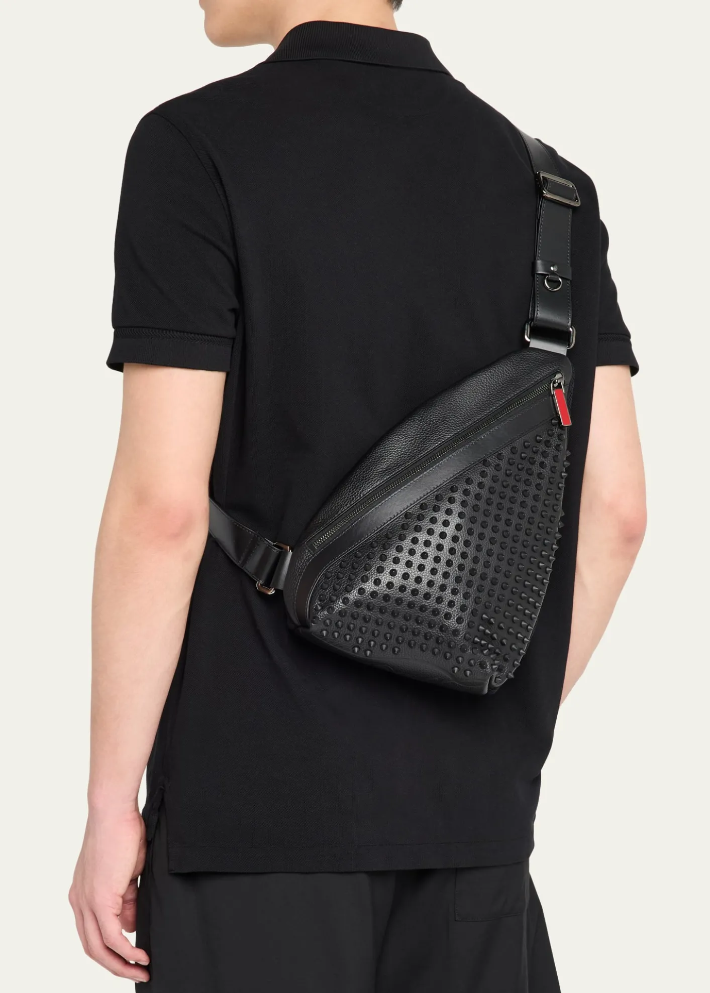 Christian LouboutinMen's Funky Leather Empire Spikes Sling Bag