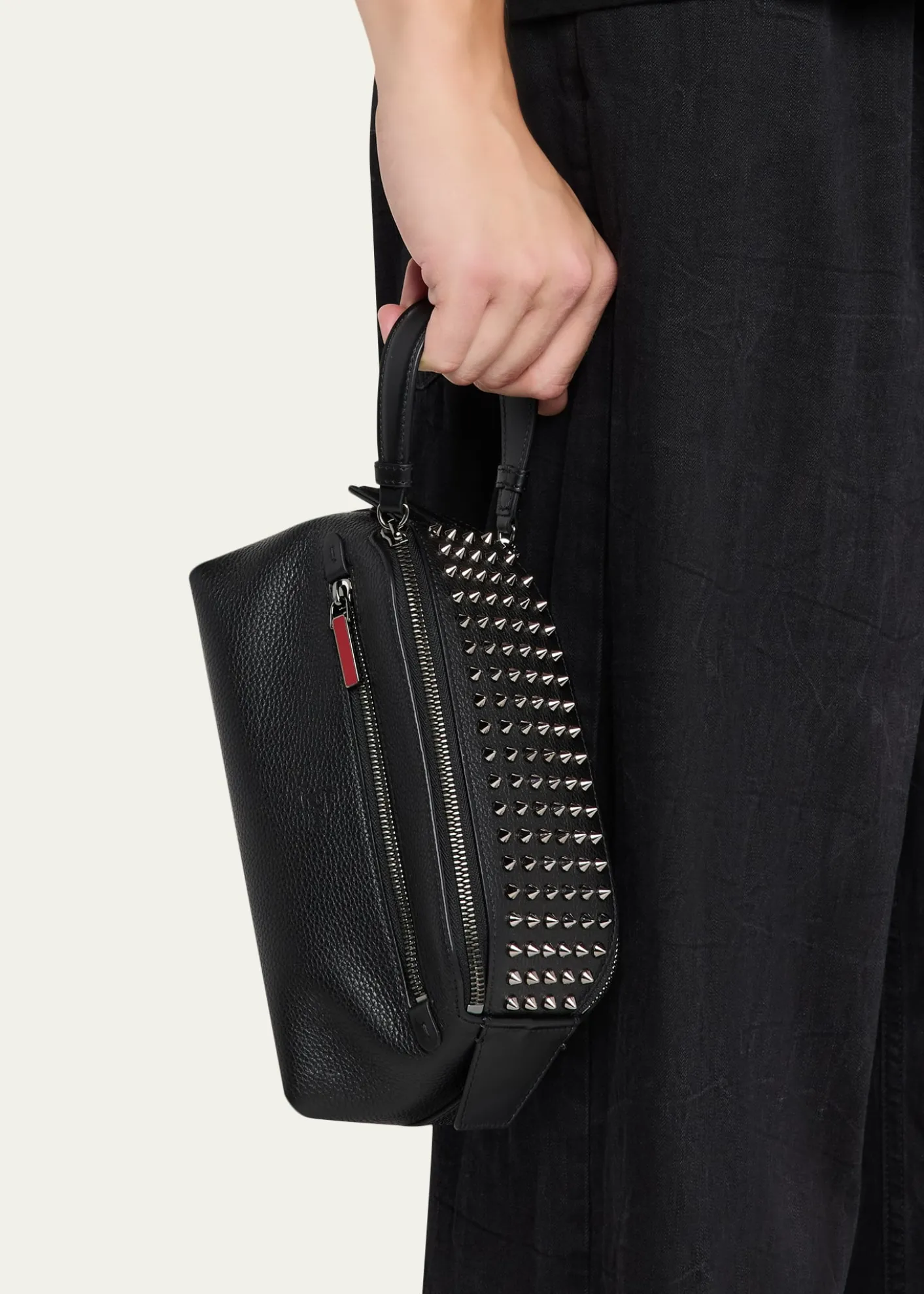 Christian LouboutinMen's Funky Leather Empire Spikes Travel Pouch