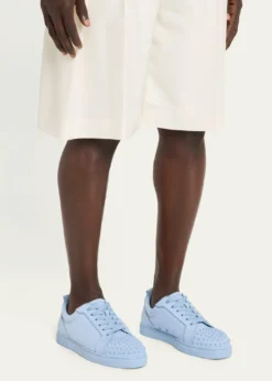 Christian LouboutinMen's Louis Jr Spikes Suede Low-Top Sneakers