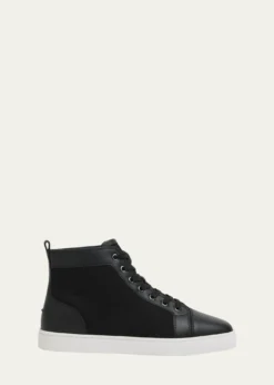 Christian LouboutinMen's Louis Textile and Leather Red-Sole High-Top Sneakers