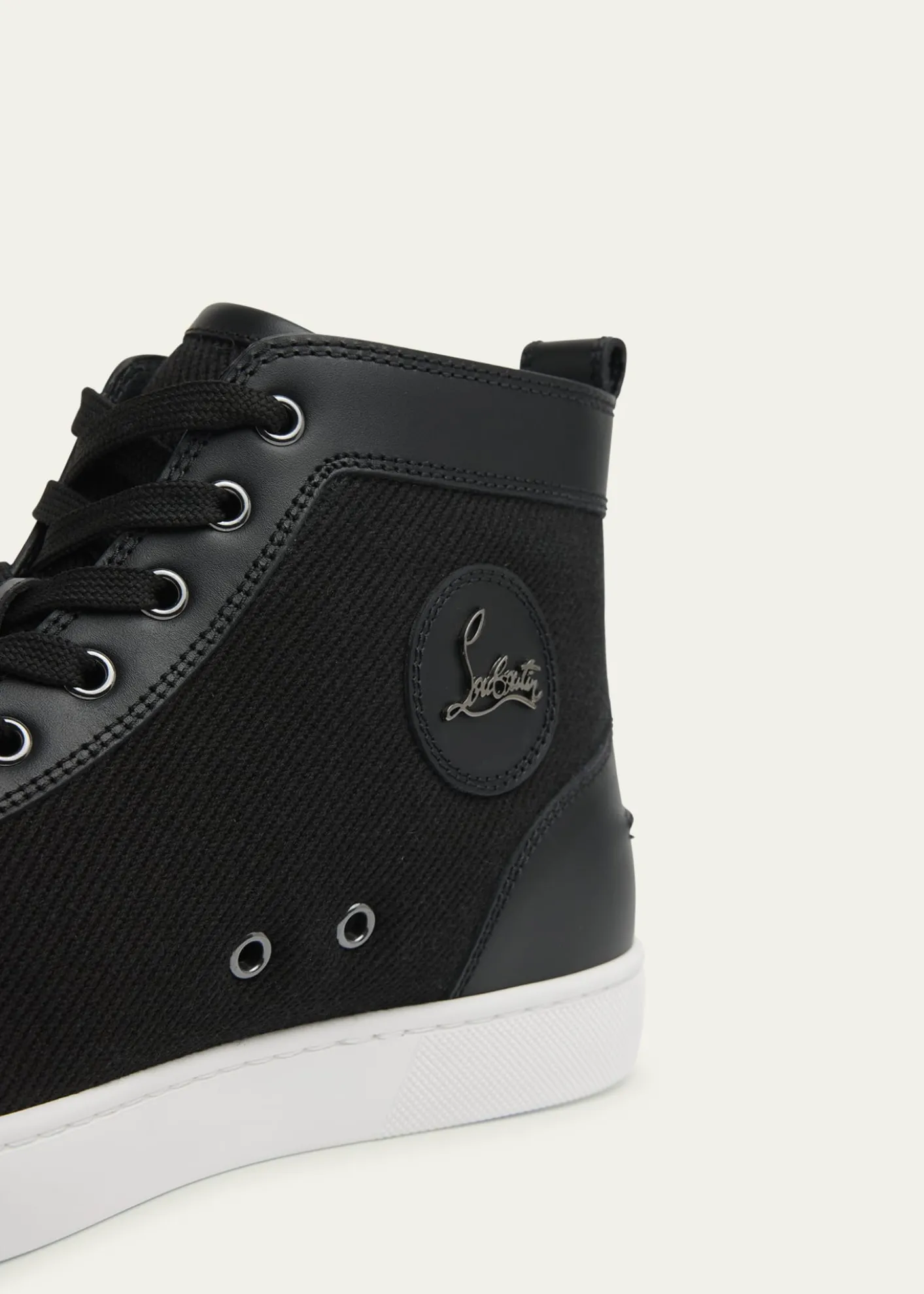 Christian LouboutinMen's Louis Textile and Leather Red-Sole High-Top Sneakers