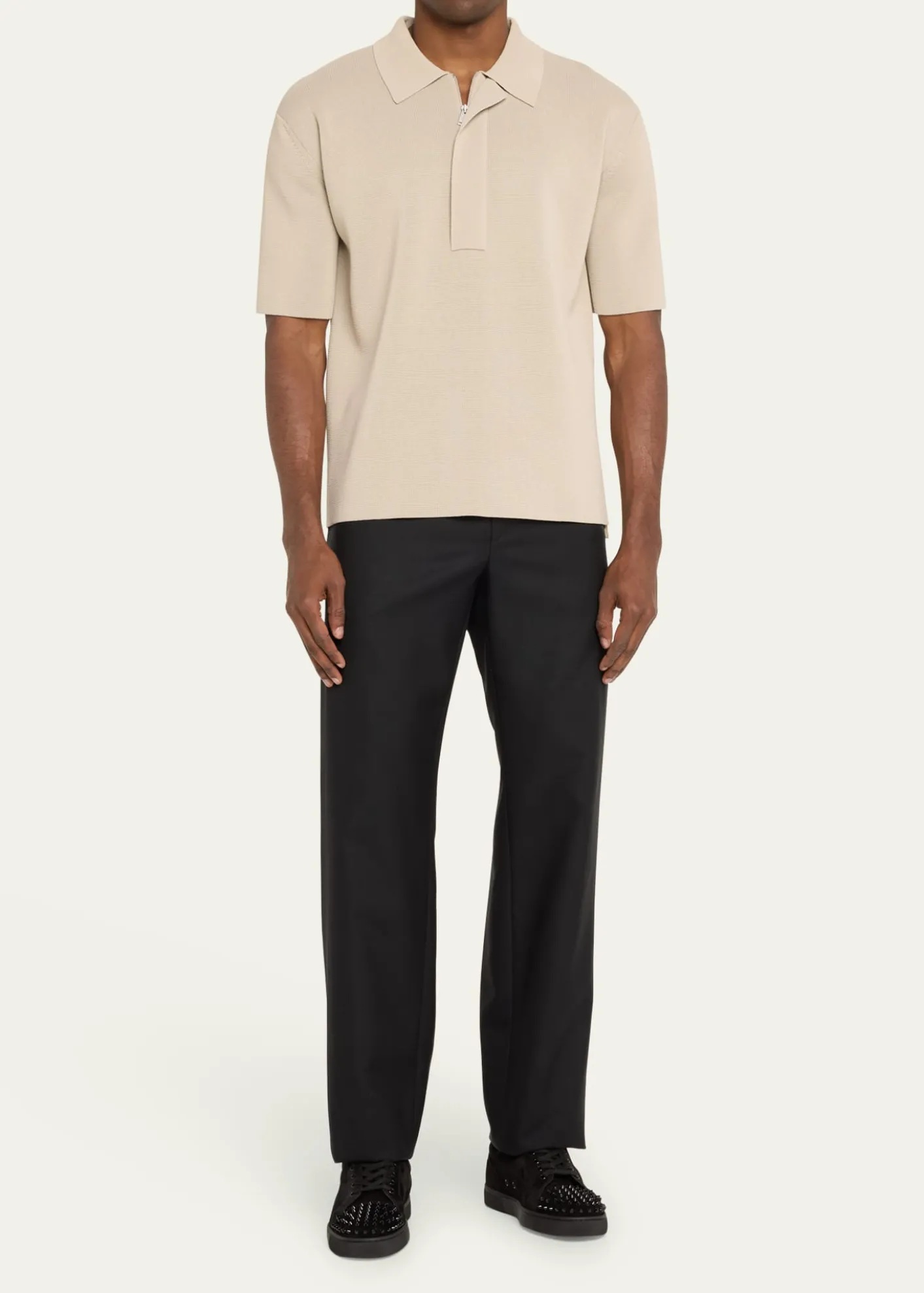 Christian LouboutinMen's Louis Junior Spikes Leather Low-Top Sneakers