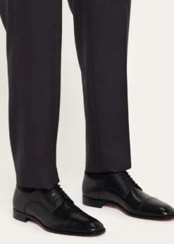 Christian LouboutinMen's Top 5 Leather Derby Shoes with Everlasting Red Sole
