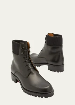 Christian LouboutinMen's Trapman Red Sole Leather Combat Boots