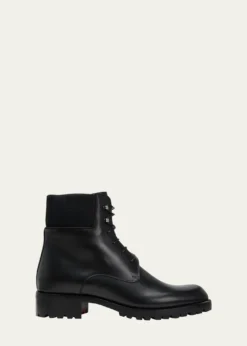 Christian LouboutinMen's Trapman Red Sole Leather Combat Boots