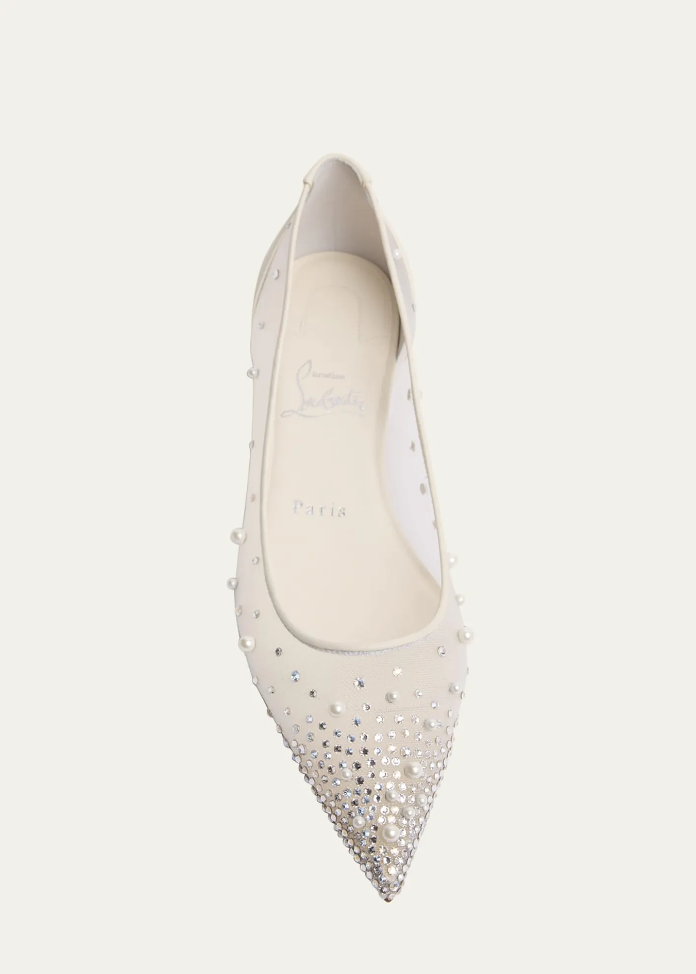 Christian LouboutinMiss Z Degrastra Embellished Mesh Red Sole Ballerina Flats