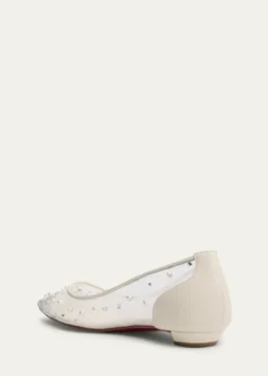 Christian LouboutinMiss Z Degrastra Embellished Mesh Red Sole Ballerina Flats