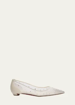 Christian LouboutinMiss Z Degrastra Embellished Mesh Red Sole Ballerina Flats