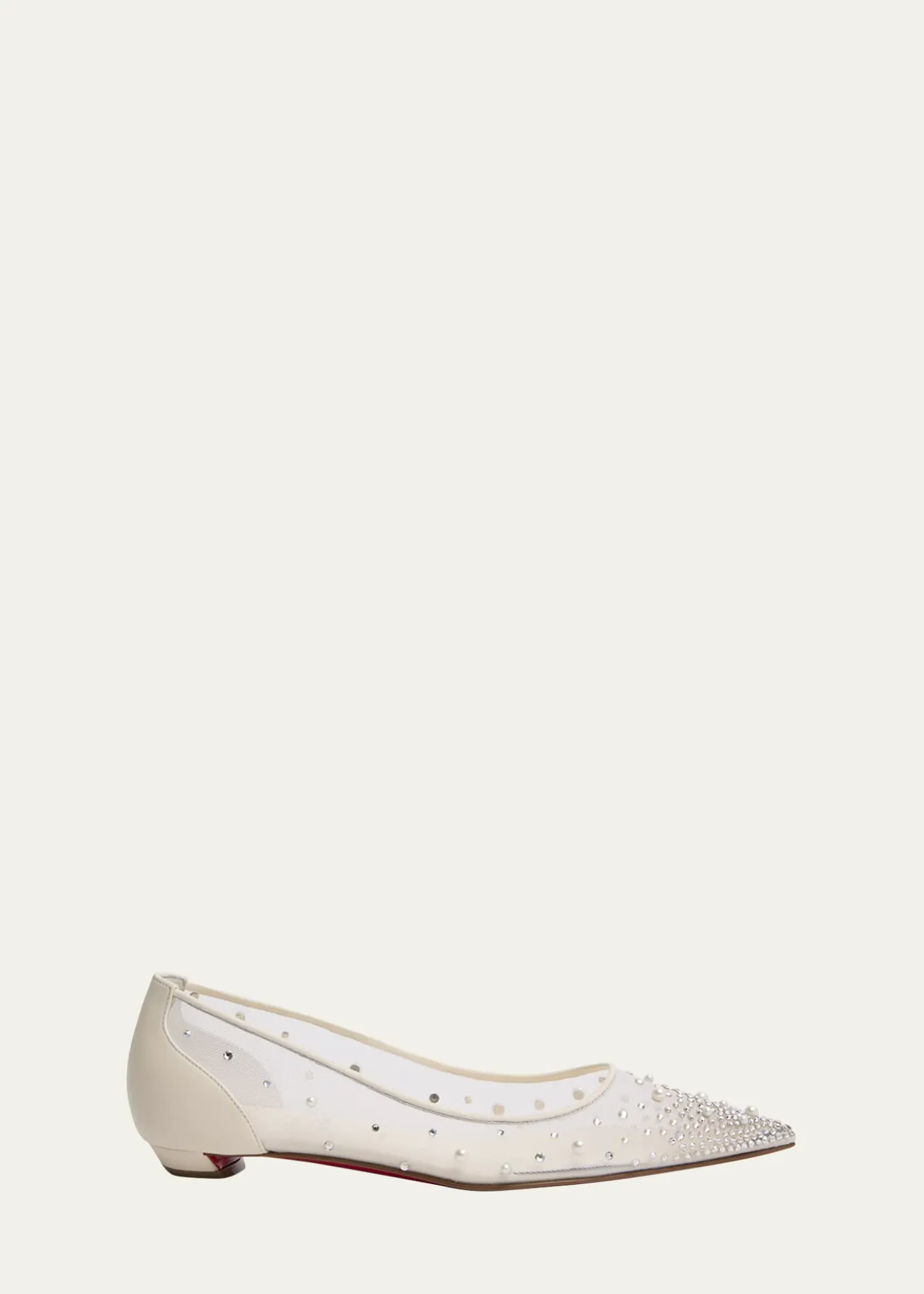 Christian LouboutinMiss Z Degrastra Embellished Mesh Red Sole Ballerina Flats