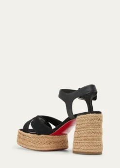 Christian Louboutin70mm Calakala Leather Crisscross Espadrille Sandals