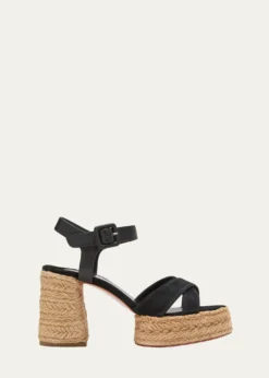 Christian Louboutin70mm Calakala Leather Crisscross Espadrille Sandals