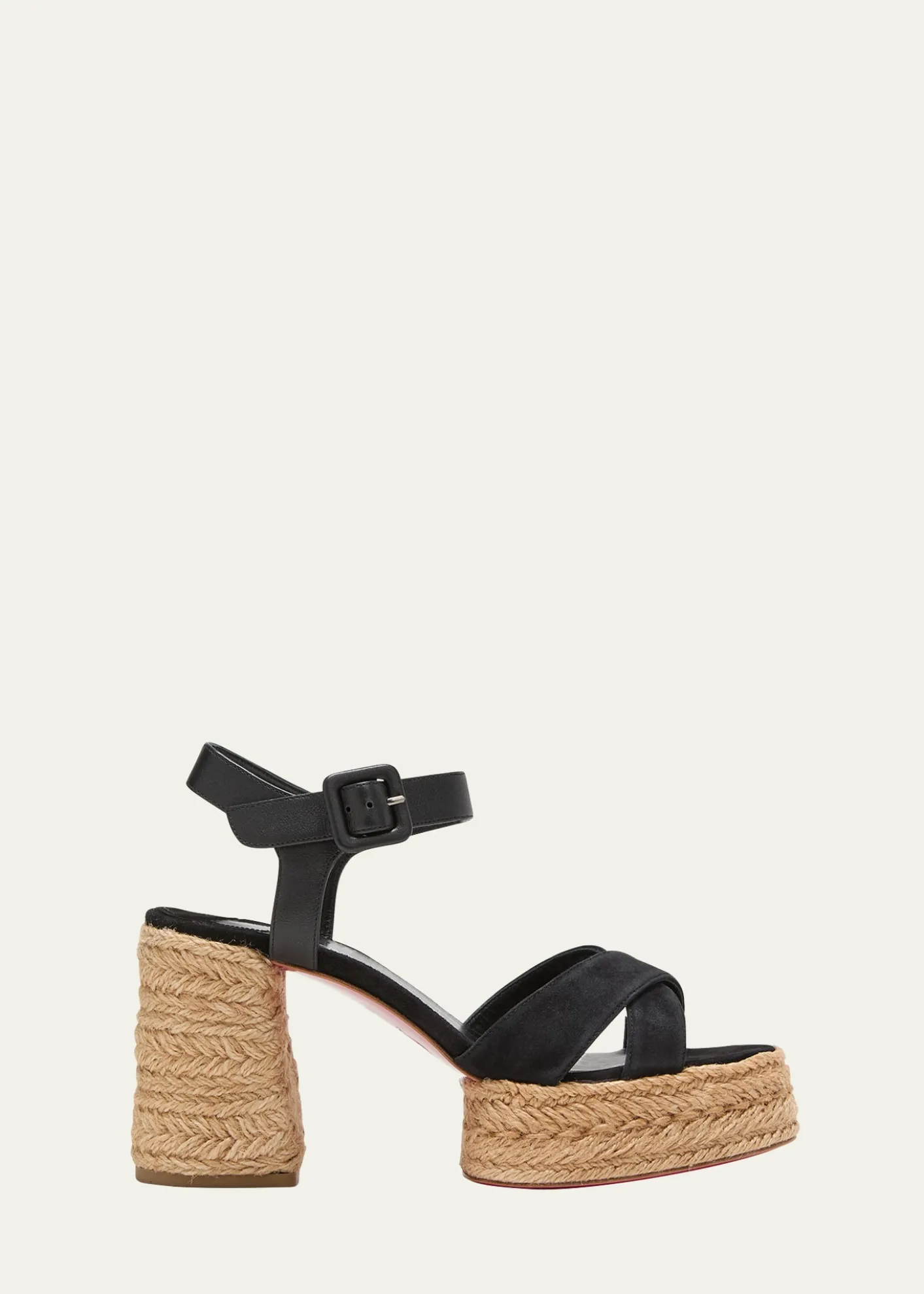 Christian Louboutin70mm Calakala Leather Crisscross Espadrille Sandals