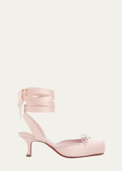 Christian Louboutin55mm Cassia Lace-Up Satin Ballet Pumps