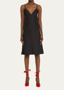 Christian Louboutin100mm Cassia Silk Ankle-Tie Ballerina Pumps