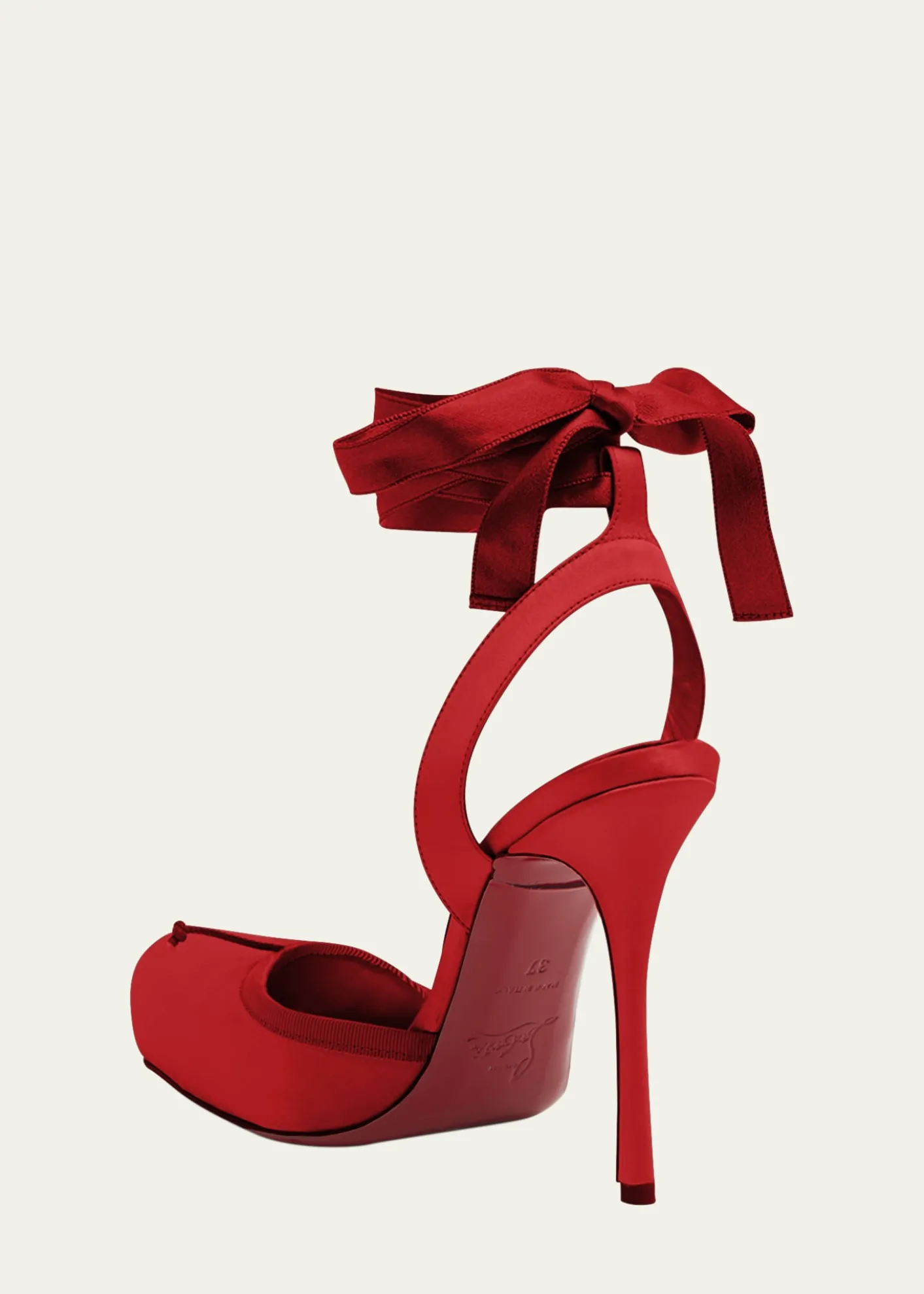 Christian Louboutin100mm Cassia Silk Ankle-Tie Ballerina Pumps