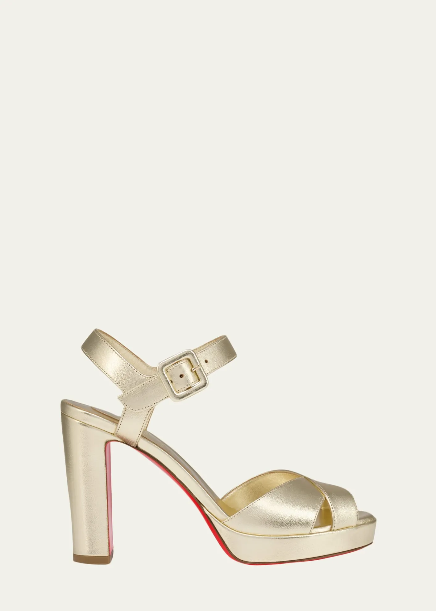 Christian Louboutin100mm Cora Metallic Nappa Leather Platform Sandals