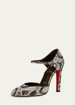 Christian Louboutin100mm Fanny Demie Snake-Embossed Leather Pumps