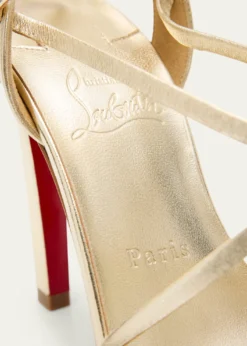 Christian Louboutin100mm Fanny Randa Metallic Leather Ankle-Tie Sandals