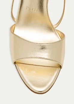 Christian Louboutin100mm Fanny Randa Metallic Leather Ankle-Tie Sandals