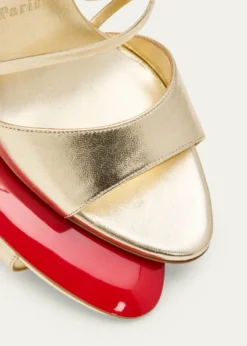 Christian Louboutin100mm Fanny Randa Metallic Leather Ankle-Tie Sandals