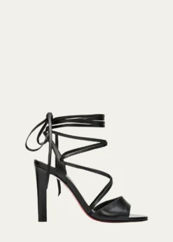 Christian Louboutin100mm Fanny Randa Leather Ankle-Tie Sandals