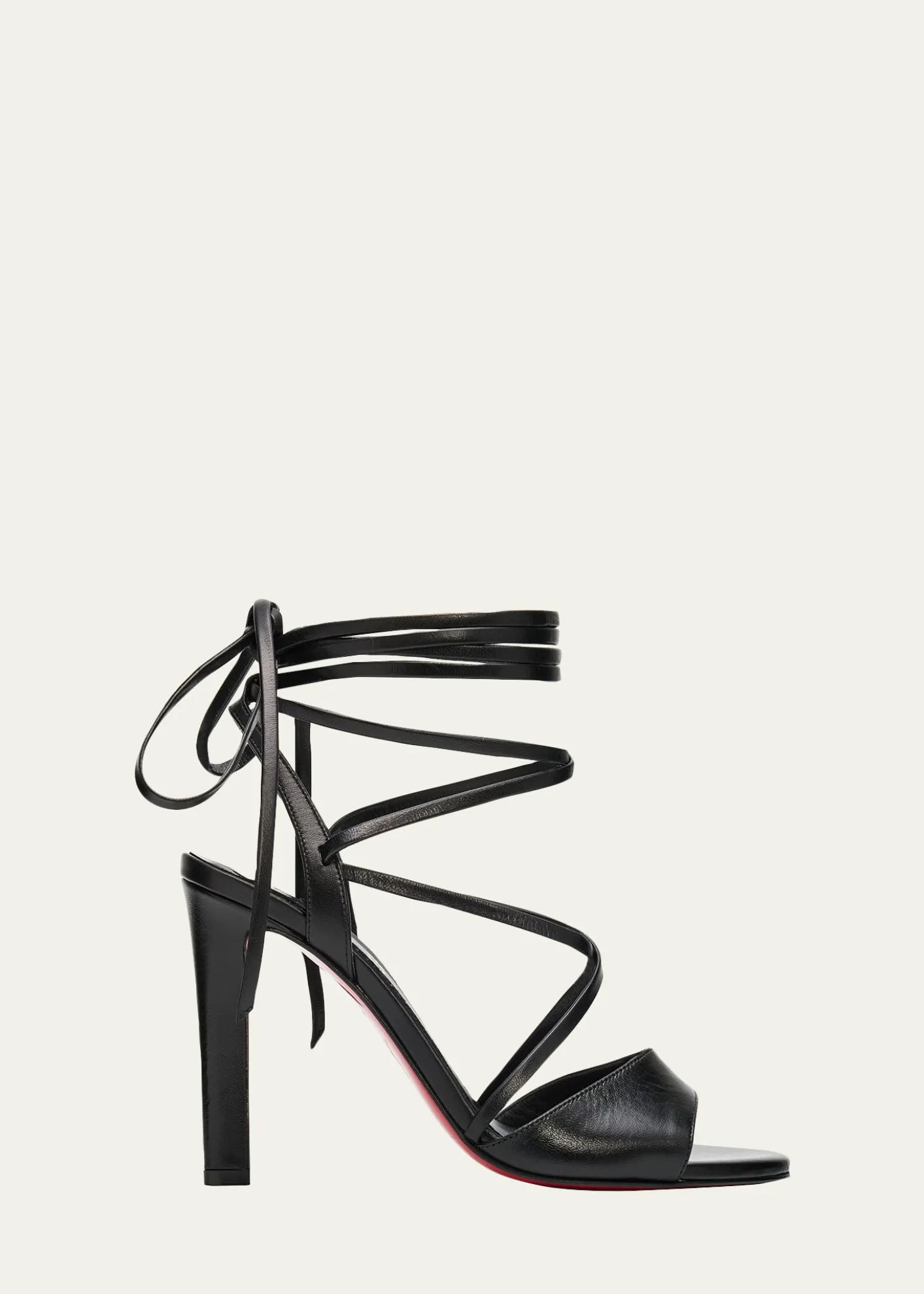 Christian Louboutin100mm Fanny Randa Leather Ankle-Tie Sandals