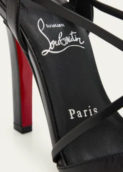 Christian Louboutin100mm Fanny Randa Leather Ankle-Tie Sandals