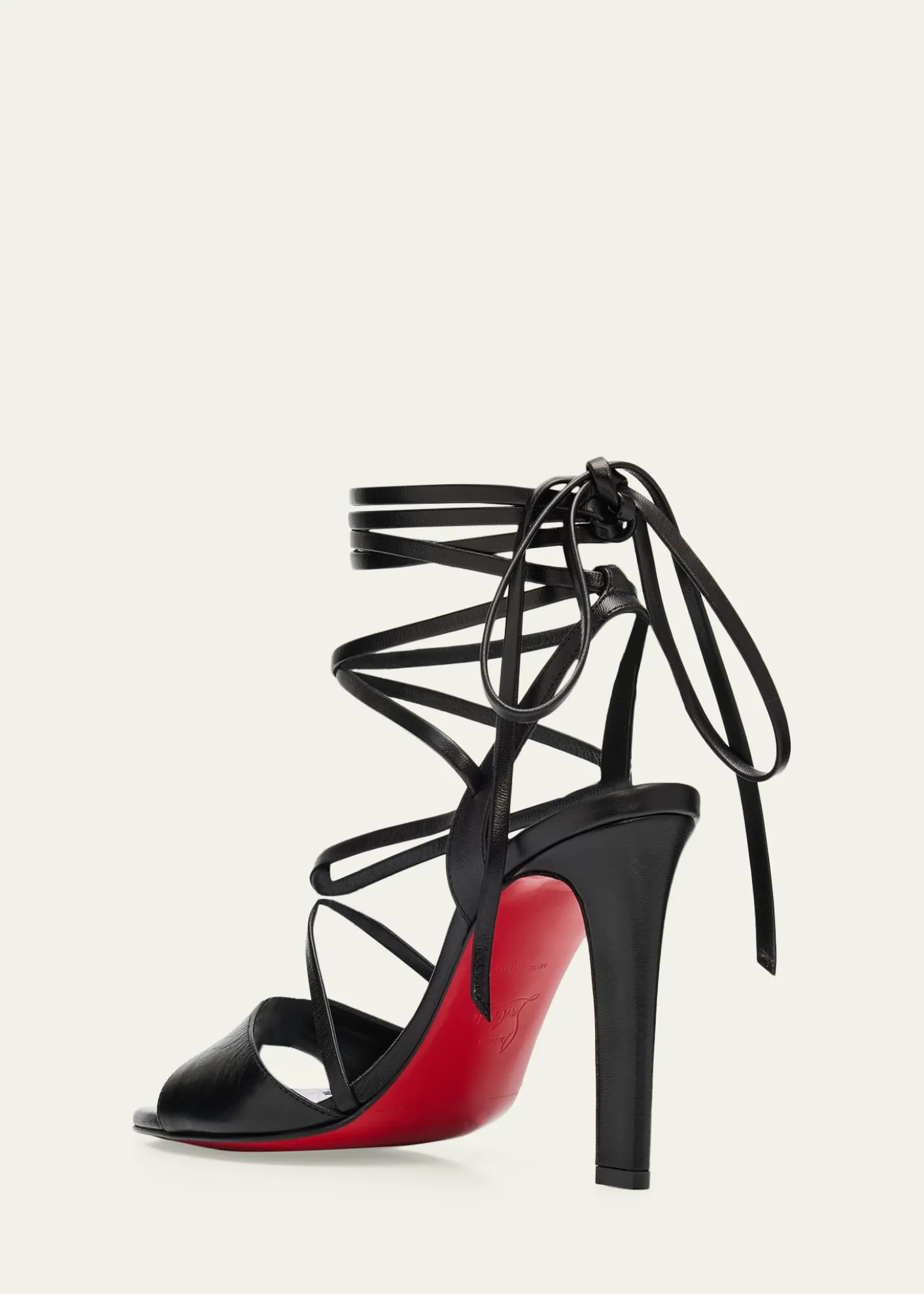 Christian Louboutin100mm Fanny Randa Leather Ankle-Tie Sandals