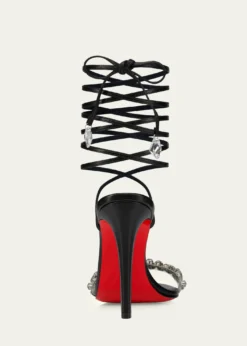 Christian Louboutin100mm Fanny Jolly Embellished Leather Ankle-Wrap Sandals