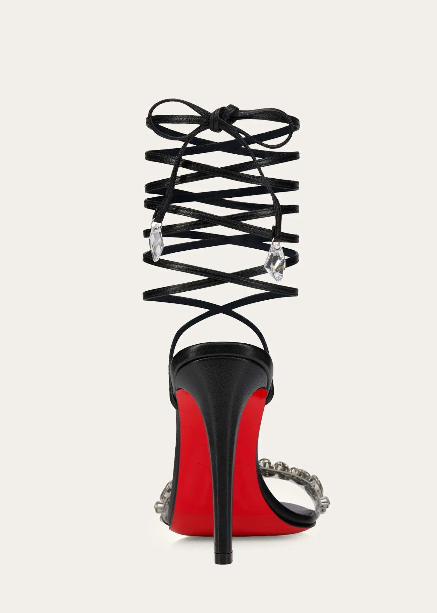 Christian Louboutin100mm Fanny Jolly Embellished Leather Ankle-Wrap Sandals