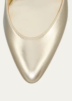 Christian Louboutin85mm Fannylove Metallic Leather Slingback Pumps