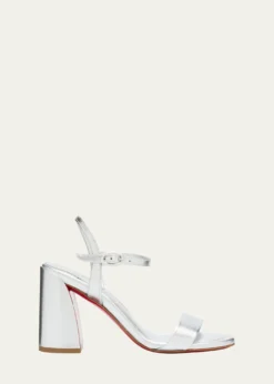 Christian Louboutin85mm Jane Metallic Leather Ankle-Strap Sandals