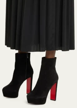 Christian Louboutin55mm Loo Suede Ankle Booties
