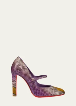 Christian Louboutin100mm Mary Fanny Snakeskin Red Sole Pumps