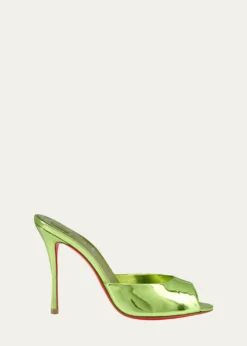 Christian Louboutin100mm Me Dolly Metallic Leather Slide Sandals
