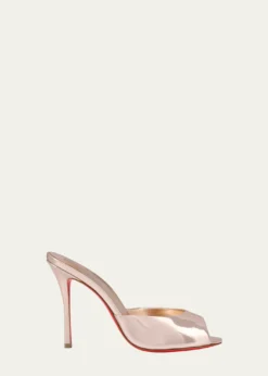 Christian Louboutin100mm Me Dolly Metallic Leather Slide Sandals