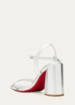 Christian Louboutin85mm Miss Jane Metallic Leather Ankle-Strap Sandals