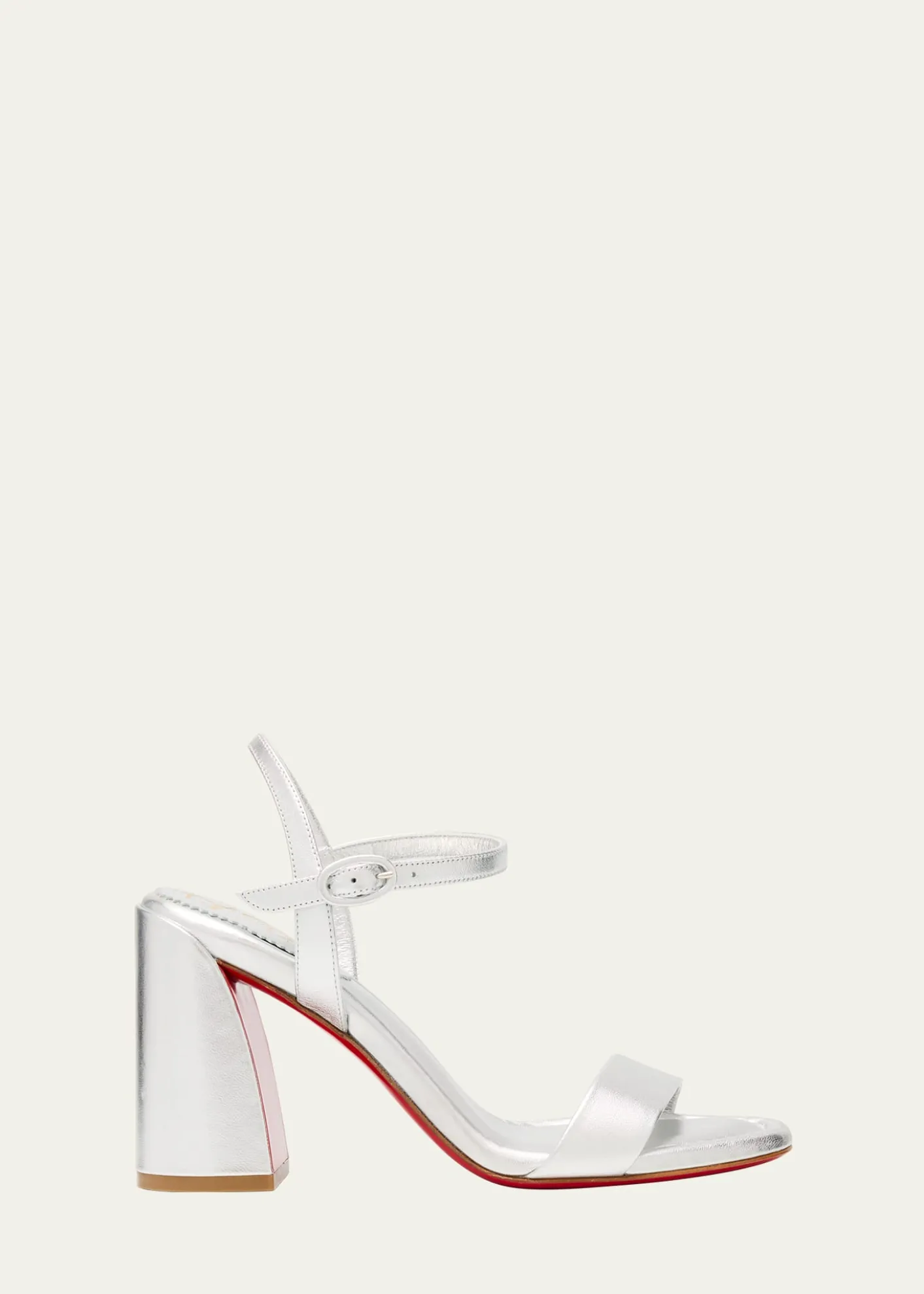 Christian Louboutin85mm Miss Jane Metallic Leather Ankle-Strap Sandals