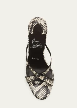 Christian Louboutin100mm Mulazee Crisscross Snake-Printed Leather Sandals