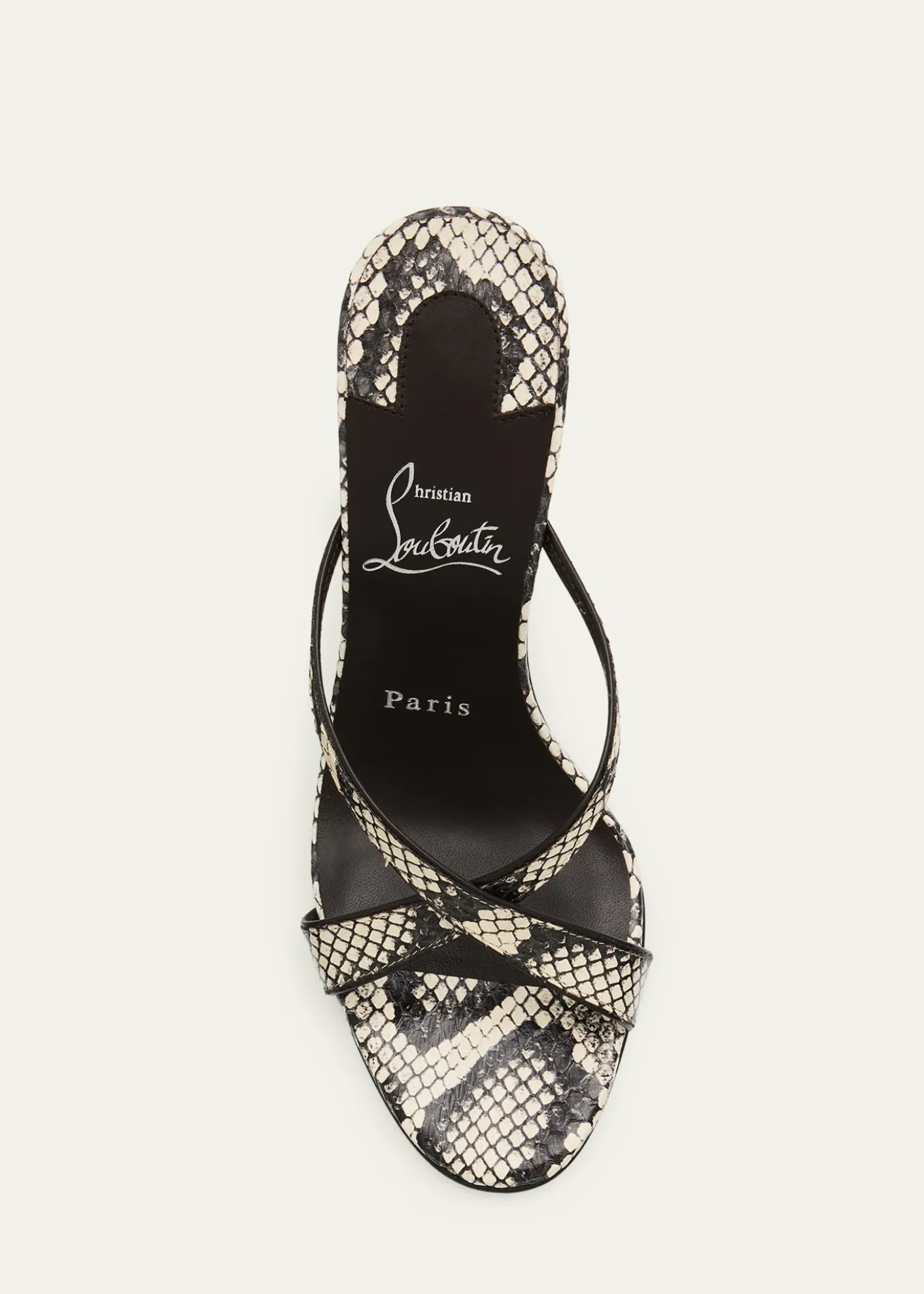 Christian Louboutin100mm Mulazee Crisscross Snake-Printed Leather Sandals