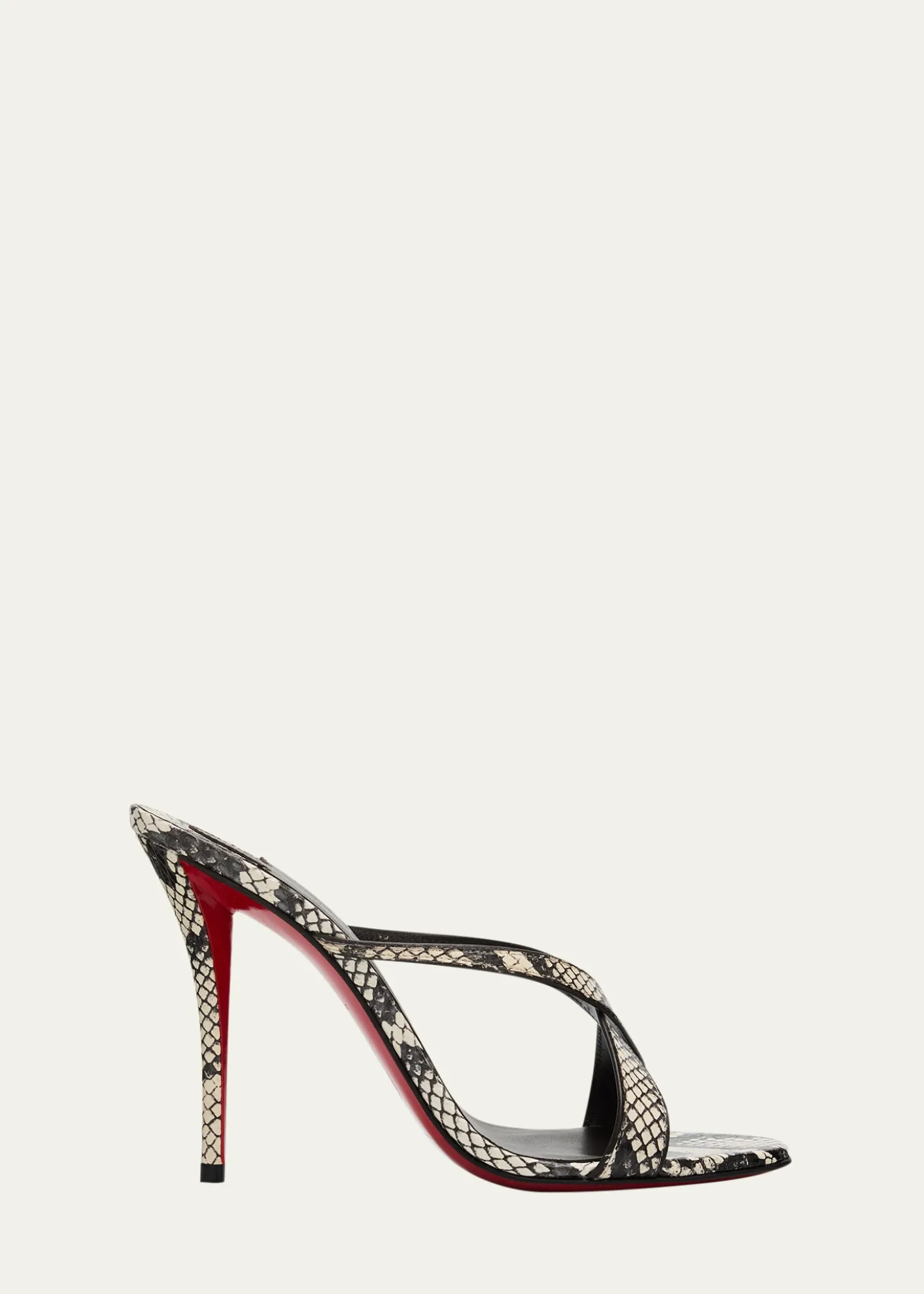 Christian Louboutin100mm Mulazee Crisscross Snake-Printed Leather Sandals