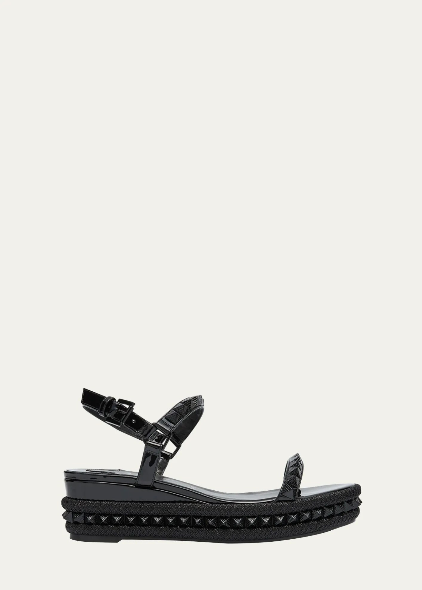 Christian Louboutin60mm Pyraclou Patent Spike Wedge Sandals