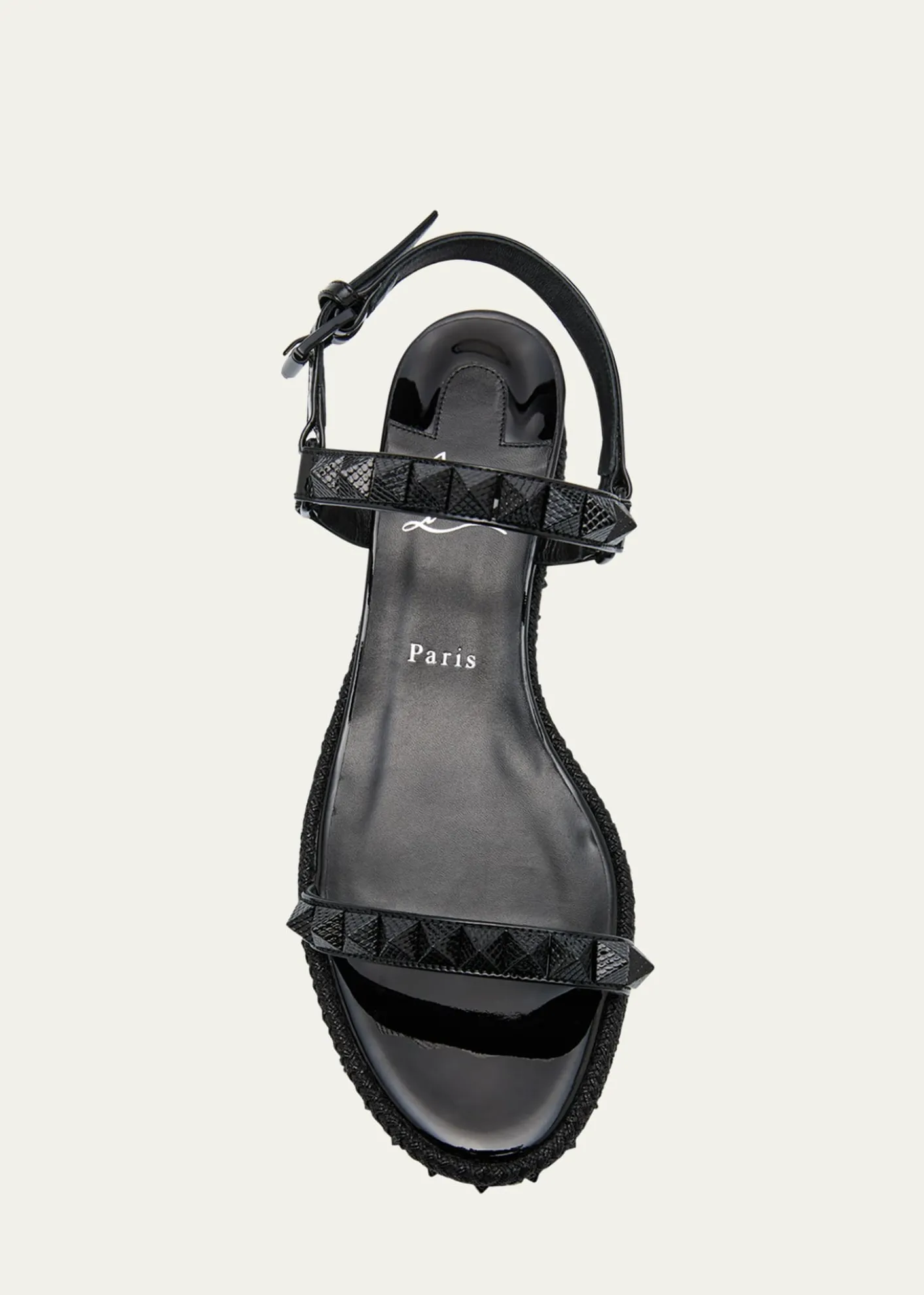 Christian Louboutin60mm Pyraclou Patent Spike Wedge Sandals