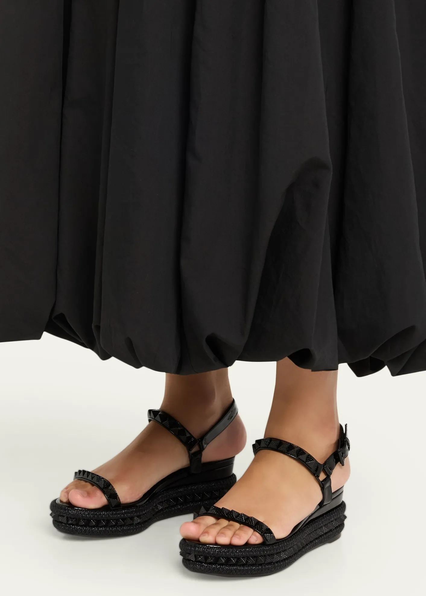 Christian Louboutin60mm Pyraclou Patent Spike Wedge Sandals