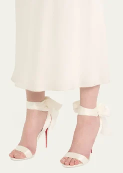 Christian Louboutin100mm Ribbon Ankle-Wrap Stiletto Sandals