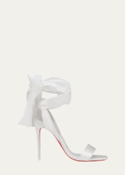 Christian Louboutin100mm Ribbon Ankle-Wrap Stiletto Sandals