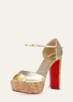 Christian Louboutin130mm Sandaloo Metallic Leather Platform Sandals