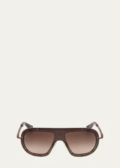 Christian LouboutinStudded Metal Shield Sunglasses