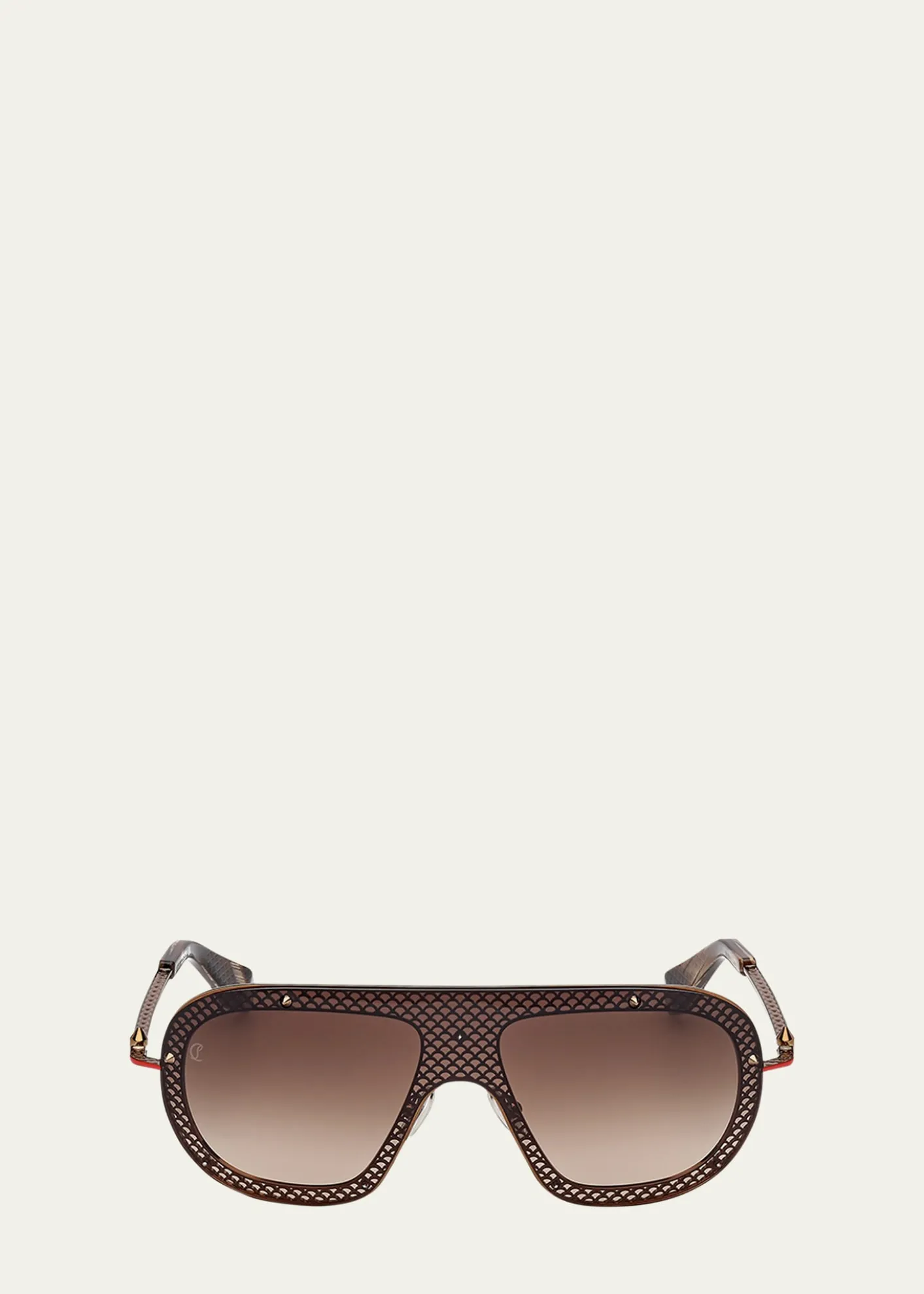 Christian LouboutinStudded Metal Shield Sunglasses